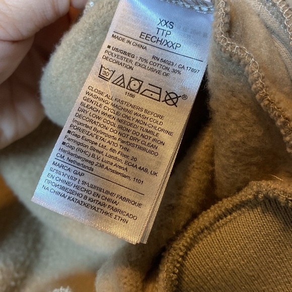 GAP Varsity Jacket Women’s XXS Tan Brown Bear Logo Snap Up Cozy Y2K Sweatshirt - Picture 8 of 13